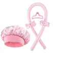 5-delige roze hittevrije krulset inclusief satijnen slaapmuts, scrunchies en haarklem - Kruller Set / Roze