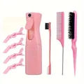Kit coiffure rose 8 pièces avec vaporisateur, pinces à cheveux et peignes pro - Rose Collection Coiffure Professionnelle