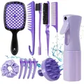 Ensemble d'outils de coiffure lilas avec vaporisateur, peigne démêlant et accessoires - Violet Collection Soin Vaporisateur