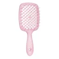 Pink pearlescent vented hairbrush with a hollow honeycomb design and ergonomic handle - Pearlescent Pink