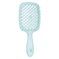 Light blue vented hairbrush with honeycomb mesh and ergonomic handle for hair styling - Pearlescent Light Blue
