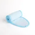 Soft light blue microfiber headband with adjustable white velcro closure for face washing - Light Blue