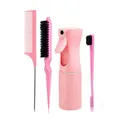 Set de coiffure rose 4 pièces avec vaporisateur et brosses de coiffage professionnelles - Kit de Soins de Base 4 Pièces (YM887-4)