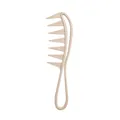 Umweltfreundlicher grobzinkiger Haarkamm aus Weizenstroh in Beige für lockiges Haar - Hohler Pomadenkamm / Erdgelb