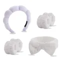 Serre-tête bouffant lilas et bracelets nœuds blancs pour le lavage du visage et spa - Combo Blanc Bandeau Nuage Bracelets Noeud Bande Cheveux
