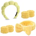 Hellgrünes Wolken-Stirnband und gelbes Armband-Set zum Waschen und für die Hautpflege - Gelb Wolken Stirnband Handgelenkbänder Schleife Haarschmuck Kombi