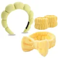 Hellgrünes Schwamm-Haarband und gelbes Schleifen-Armband-Set zum Waschen - Gelb Wolken Stirnband Handgelenkbänder Schleife Kollektion