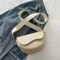 Bolso de hombro blanco crema con textura de cocodrilo y correa de lona ancha para mujer - Caqui