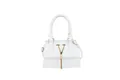 Elegante bolso bandolera blanco con logo V dorado y borla de cadena para mujer - Blanco