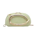Pistachio green mini round box bag with gold metal letter handle and chain strap - Avocado Green
