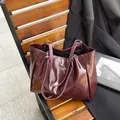 Grand sac cabas bordeaux brillant avec nœud pour mariage ou trajets quotidiens - Rouge