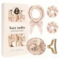 Heatless hair curler set met champagne zijden hoofdband, scrunchies en grote haarklem - Champagne