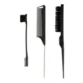 Set da 3 pezzi per styling capelli neri con spazzola per bordi, spazzola e pettine a coda - Set da 3 Pezzi Nero