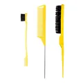 Professionelles 3-teiliges Haarstyling-Set in Gelb mit Stielkamm und Kantenbürste - Gelbes 3-teiliges Set