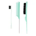 Set da parrucchiere 3 pezzi verde menta con spazzola per bordi e pettine a coda - Set da 3 Pezzi Verde