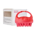 Brosse à shampoing en silicone rouge avec poignée ergonomique et boîte d'origine - Sac OPP / Rose rouge
