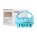 Brosse à shampooing en silicone bleu ciel avec poignée ergonomique et boîte - Sac OPP / Bleu