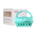 Brosse de massage en silicone vert menthe pour cuir chevelu avec poignée ergonomique et boîte - Sac OPP / Vert