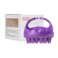 Brosse de massage cuir chevelu en silicone violet avec poignée ergonomique - Violet