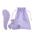 Kit brosse à cheveux violette en paille de blé avec peigne, masseur et pochette - Violet