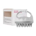 Brosse de massage cuir chevelu en silicone gris et blanc avec boîte d'emballage - Gris