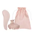 Kit de soin capillaire en paille de blé rose avec brosse démêlante et masseur - Rose