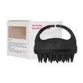 Brosse de massage cuir chevelu en silicone noir ergonomique avec emballage de vente - Noir