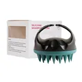 Brosse à shampoing ergonomique en silicone noir et vert avec picots souples et emballage - Noir Vert