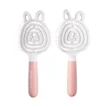 Set di spazzole per capelli bianche e rosa con orecchie di coniglio e design cavo - Rosa