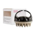 Brosse de massage cuir chevelu en silicone noir avec poignée et sa boîte produit - Noir et Gris