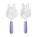 Spazzola per capelli a coniglio bianca e viola con design cavo per massaggio cutaneo - Viola