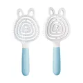 Pettine per capelli blu e bianco con orecchie di coniglio e setole per massaggio cutaneo - Blu