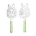 Spazzola per capelli a orecchie di coniglio bianco e verde con design a spirale - Verde