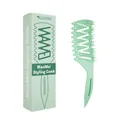 Pettine per styling verde menta traforato con setole elastiche e confezione regalo - Imballaggio in scatola / Verde Lussureggiante