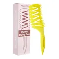 Pettine per styling giallo acceso con struttura cava e scatola di imballaggio rosa - Imballaggio in scatola / Giallo