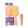 Oranges hohles Massagekamm-Set mit rosa Reinigungswerkzeug in lila Geschenkbox - Sanfter Pfirsich Und Reiniger