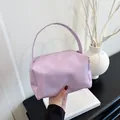 Bolso bajo el brazo minimalista de cuero PU lila claro con asa curva para moda 2025 - Sin colgante / Púrpura