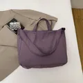 Minimalist purple large capacity tote bag with versatile shoulder and hand straps - Purple