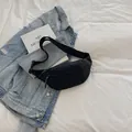 Waterdichte zwarte nylon heuptas met verstelbare riem en geweven ritsdetail voor heren - Zwart