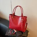 Sac fourre-tout rouge rétro en similicuir de haute qualité avec détail de nœud - Bordeaux