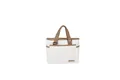 Minimalistische weiße Canvas-Tasche mit braunen Trägern und Fronttasche für den Alltag - Weiß
