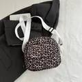 Fashionable leopard print crossbody bag with adjustable white strap for casual commute - Brown