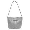 Sac fourre-tout argenté métallisé avec texture plissée, nœud et fine bandoulière - Argent