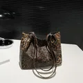 Fashionable leopard print tote bag with double shoulder straps and large capacity - Brown