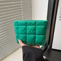 Chic quilted square clutch bag in vibrant bright green color for women stylish makeup storage - Green