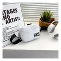 Minimalist white nylon crossbody chest bag with adjustable black strap and fashion label - White