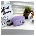 Trendy light purple crossbody waist bag with fashion patch and black strap for casual use - Purple