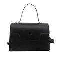 Sac à main minimaliste en similicuir noir avec rabat géométrique et poignée supérieure - Noir