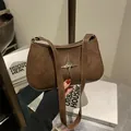 Sac hobo marron rétro en cuir pour femme avec pendentif étoile en métal argenté - Marron