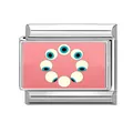 Charm modulare italiano in acciaio inossidabile con base rosa e design malocchio - Collegamento Modulare (Rosa 4) / Malocchio Rosa
